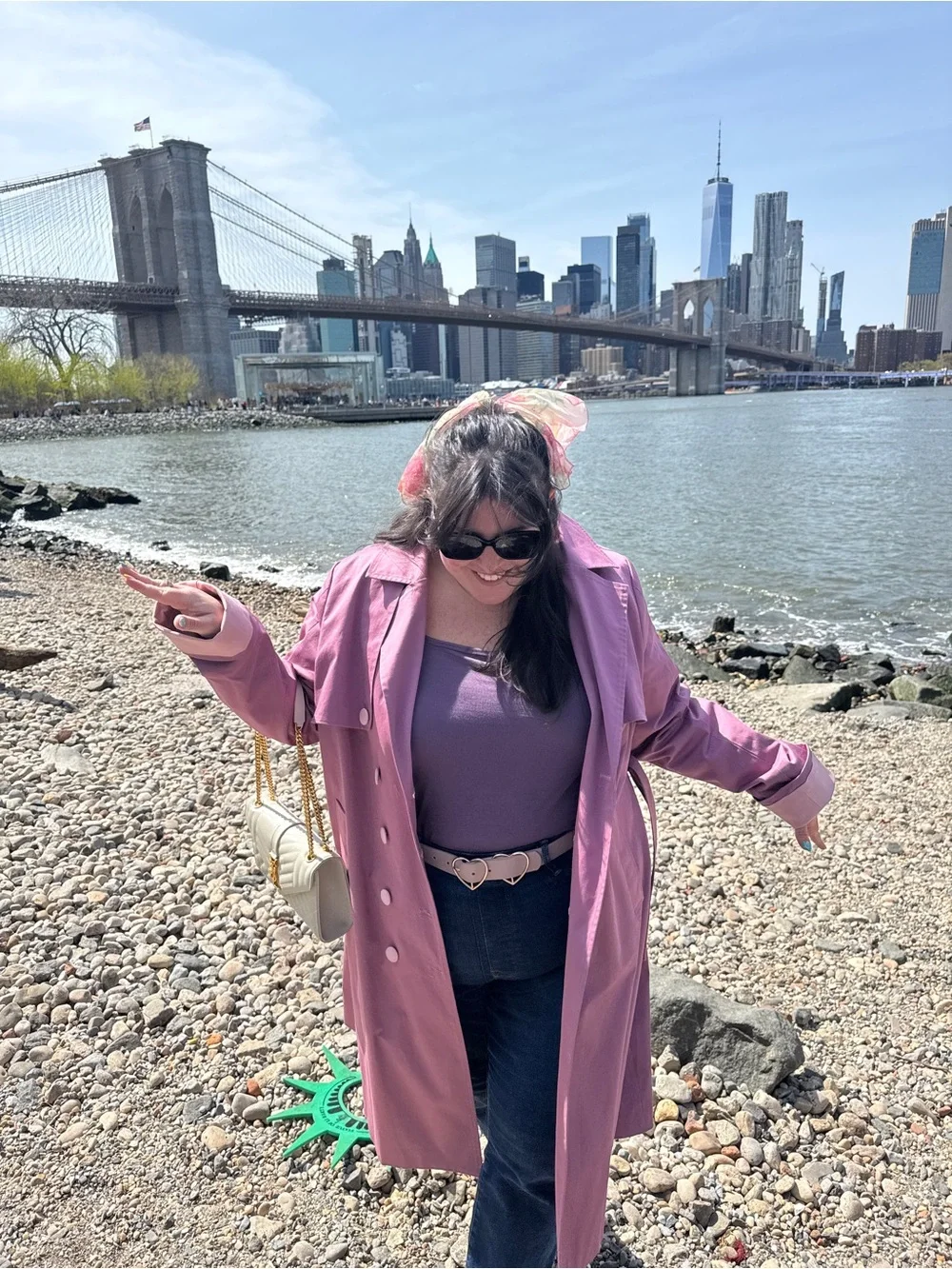 Womens Dusty Rose Double-Breasted Trench Coat - Picture 3 of 9